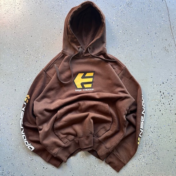 Etnies Other - Etnies Hoodie Mens Size Large Brown Vintage Surf Skate Baja Mexico Faded Grail